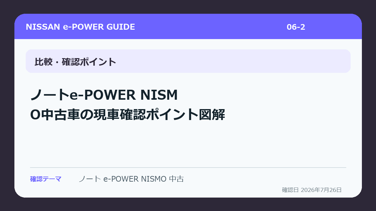 ノートe-POWER NISMO中古車の現車確認ポイント図解
