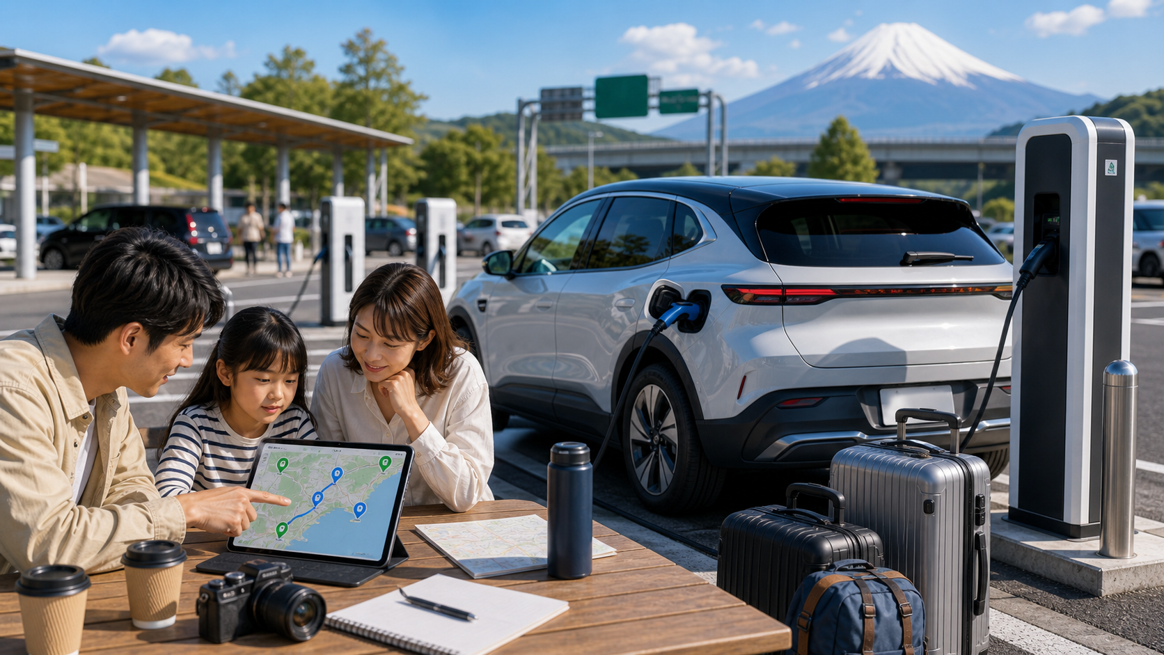長距離EV旅行の充電計画2026｜高速道路・宿泊先・混雑回避の実践ガイド