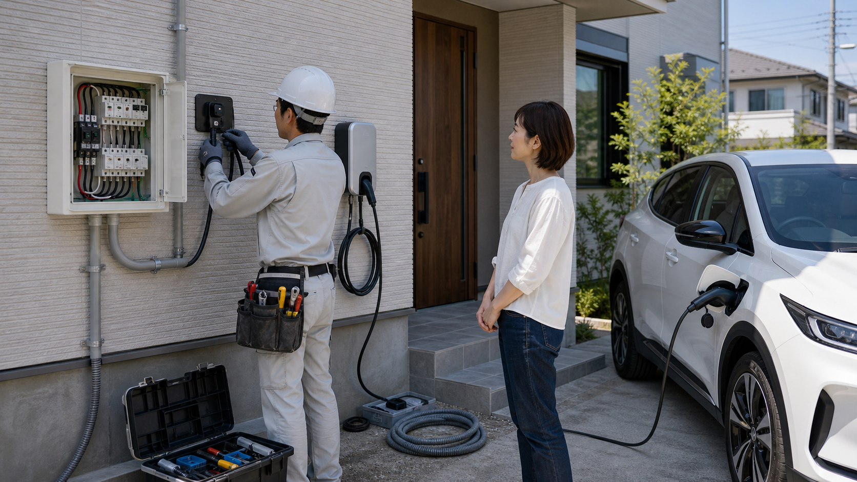 自宅EV充電器の工事費2026｜200Vコンセント・分電盤・補助金の見方