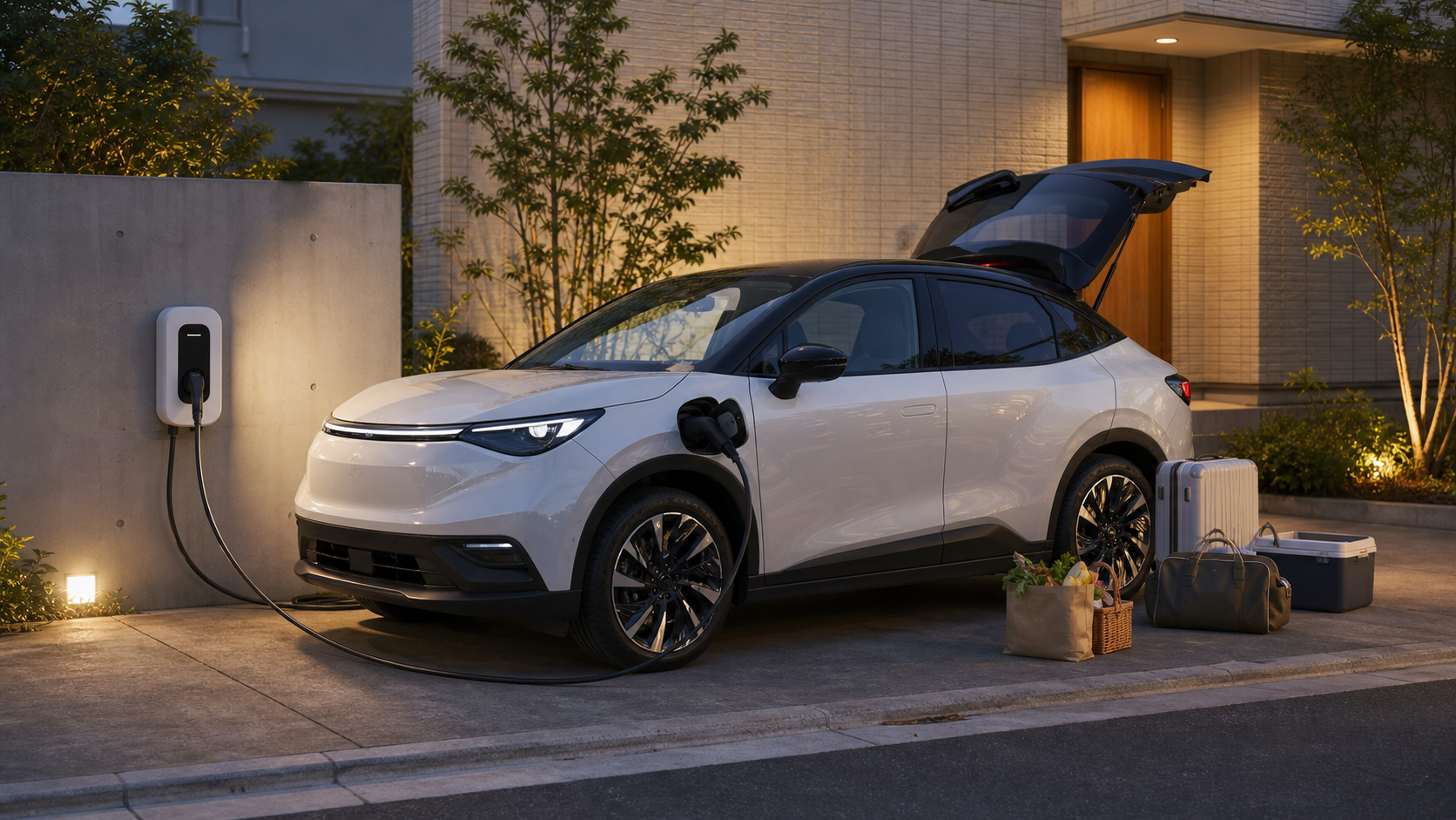 新型日産リーフを自宅充電で使うイメージ