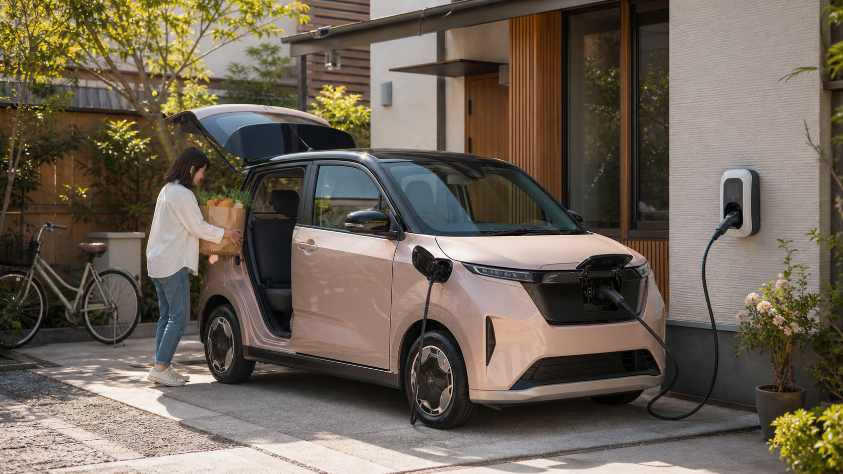 日産サクラを自宅充電で使うイメージ