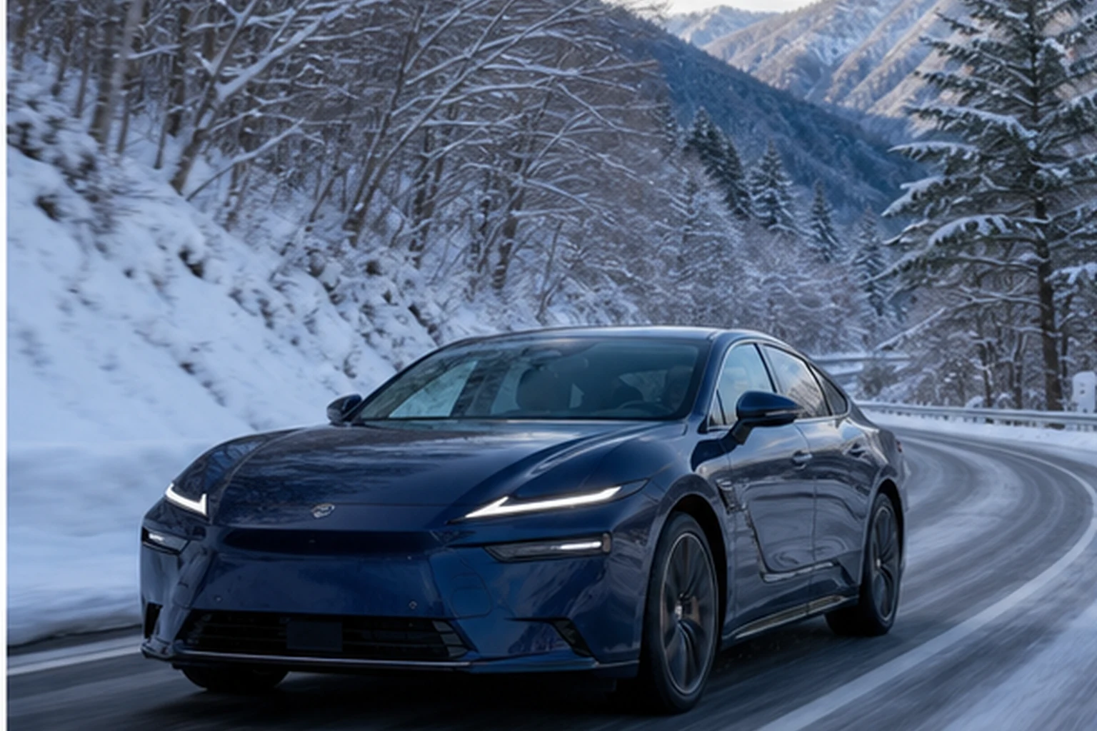 雪道を走るES500e